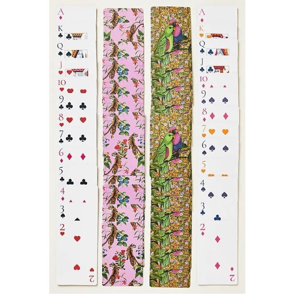 NEW Maeve by Anthropologie Tigers or Lovebirds Playing Cards Hostess Gift Set